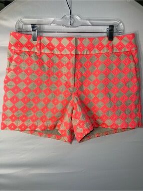 Loft The Riviera Short Neon Pink and Beige Lined Diamond-Pattern Women's